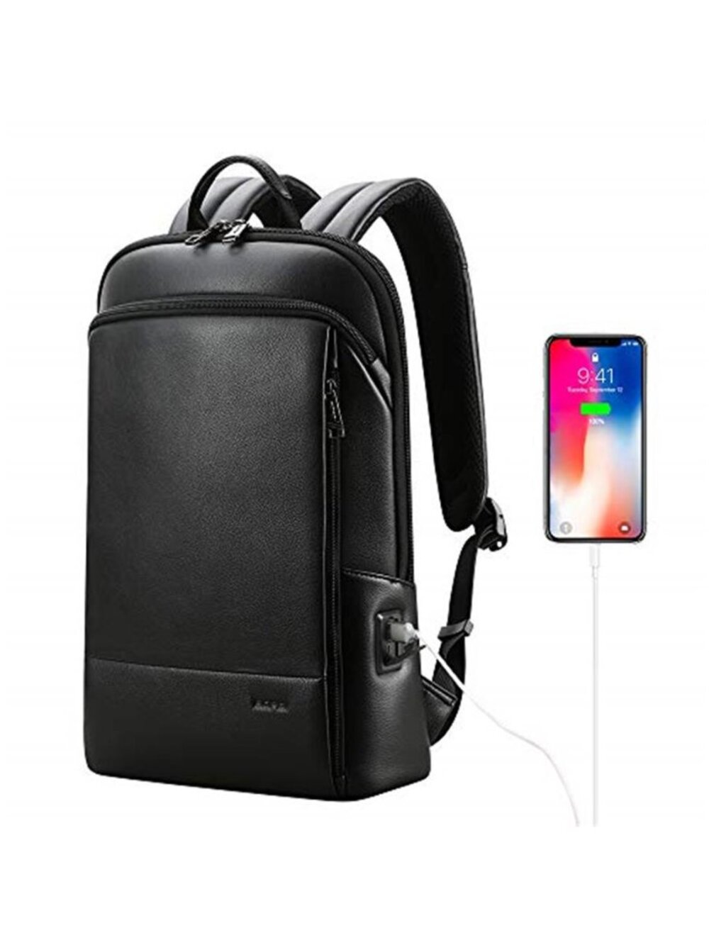 Unisex Slim Genuine Leather Laptop Backpack, 15-15.6 inch